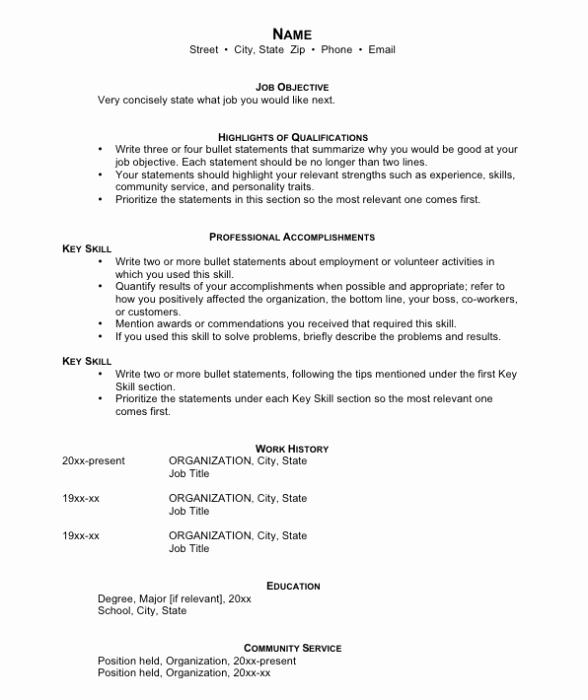 Functional Resume Template Example &amp; Sample