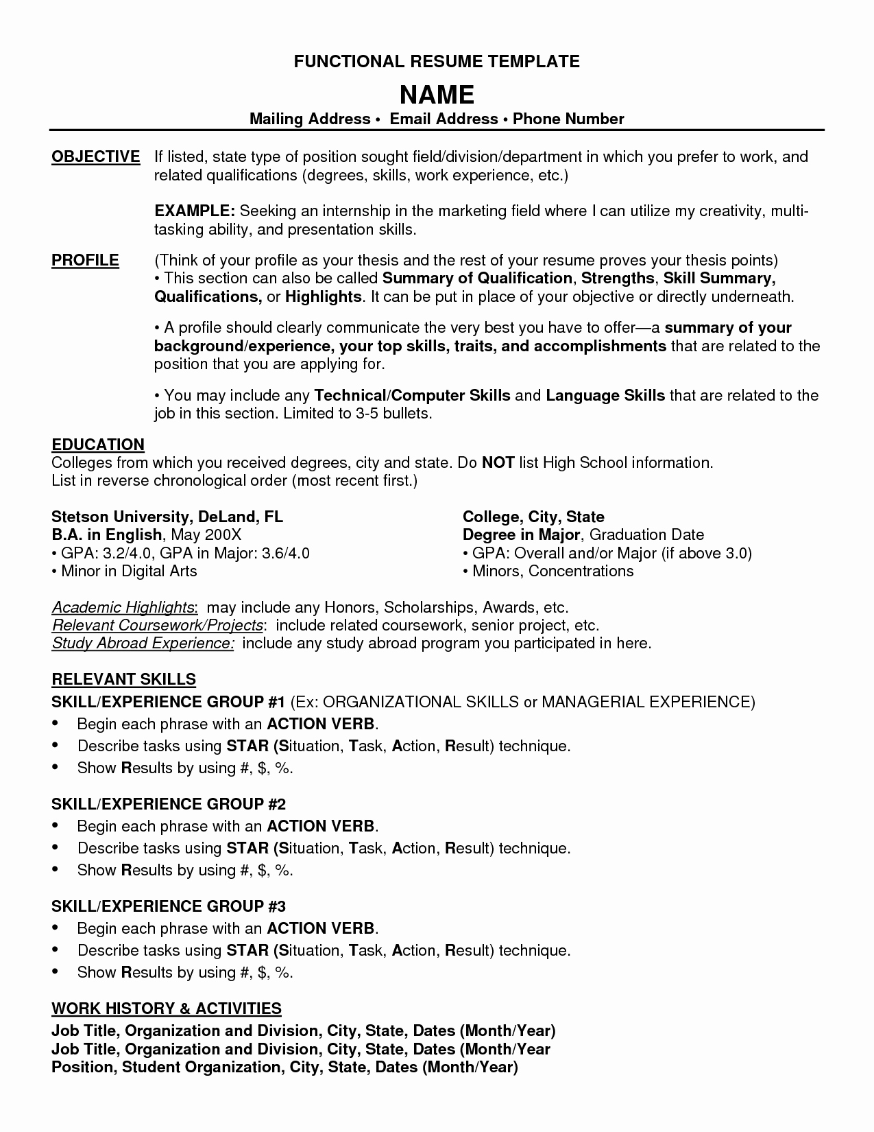 Functional Resume Templates