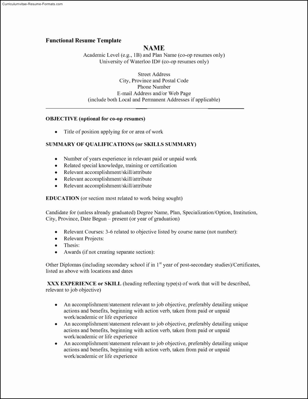 Functional Resumes Templates Free Samples Examples