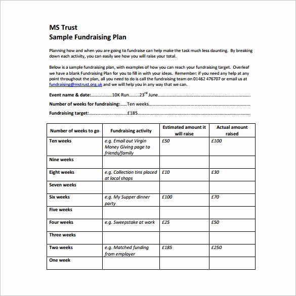 Fundraising Plan Template Excel