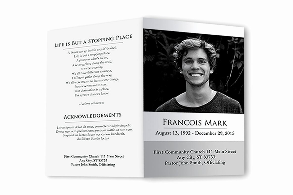 Funeral Program Black White