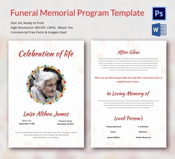 Funeral Program Template 16 Word Psd Document Download