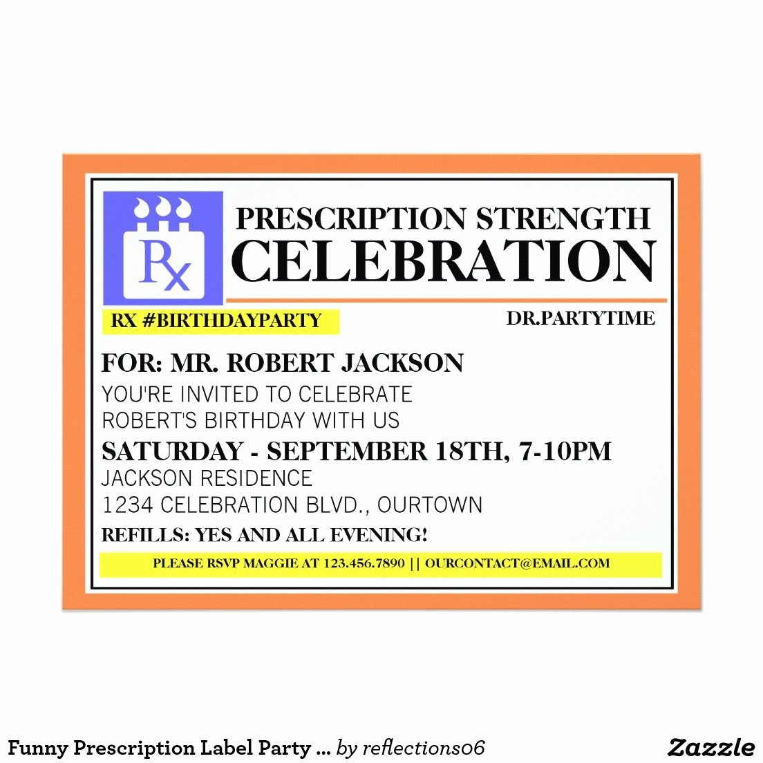 Funny Prescription Label Party Invitations