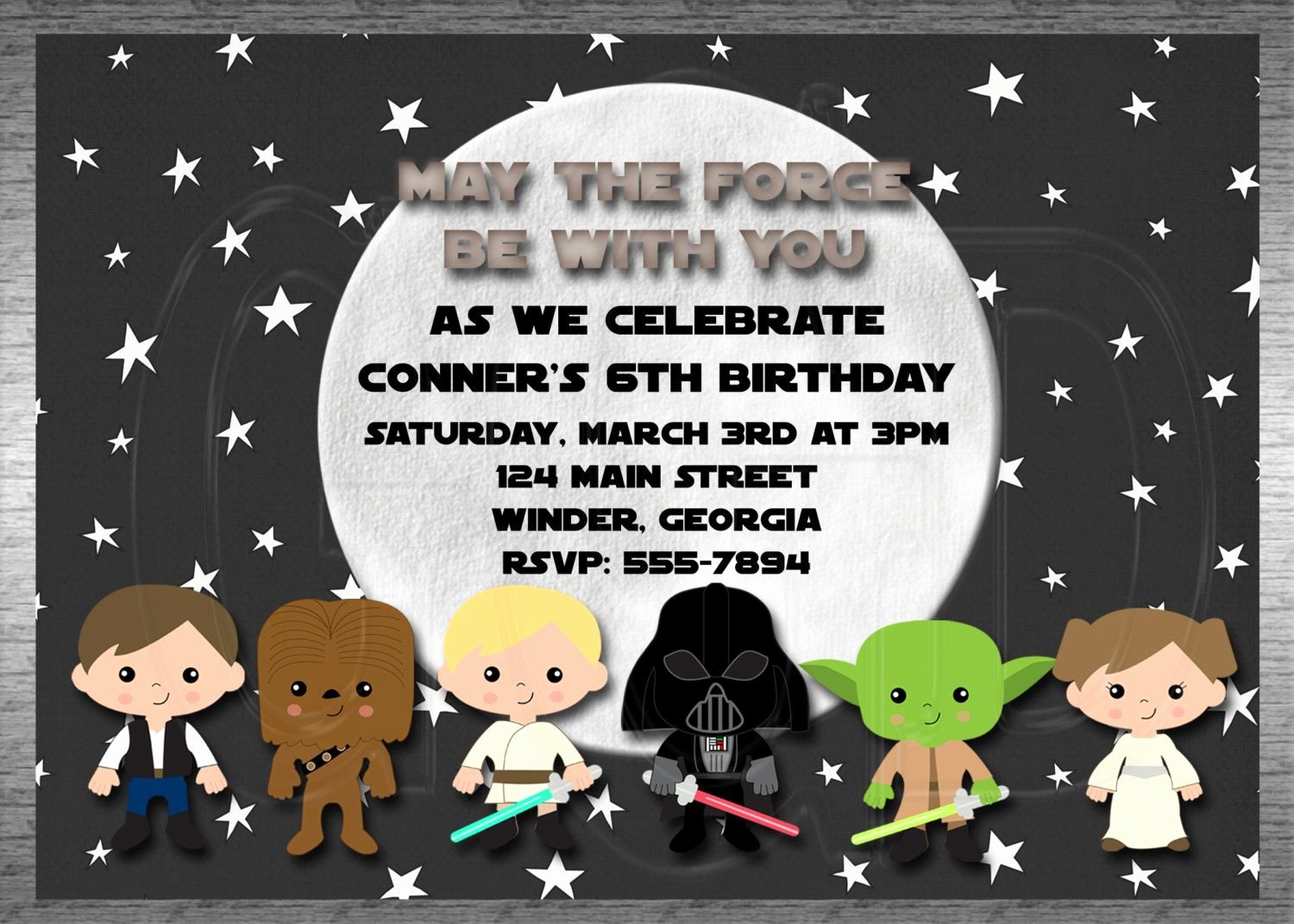 Galaxy Star Wars Invitation Star Wars Birthday Party