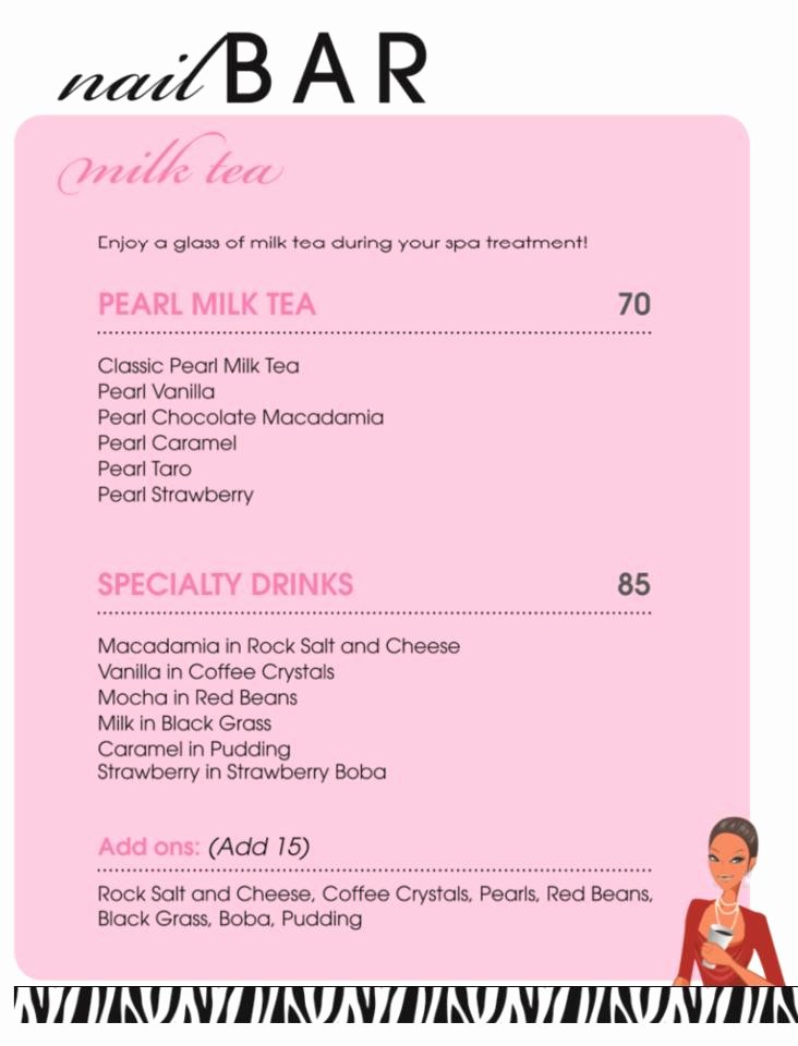 nail salon price list template