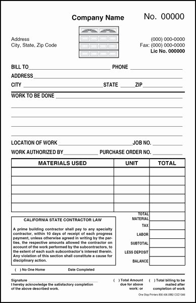 Garage Door Service Invoice &amp; Work order