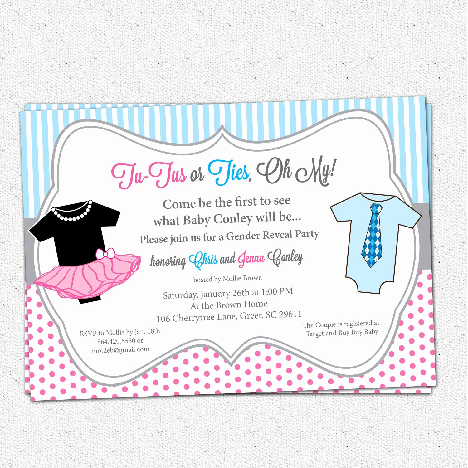 Gender Reveal Party Invitations Template