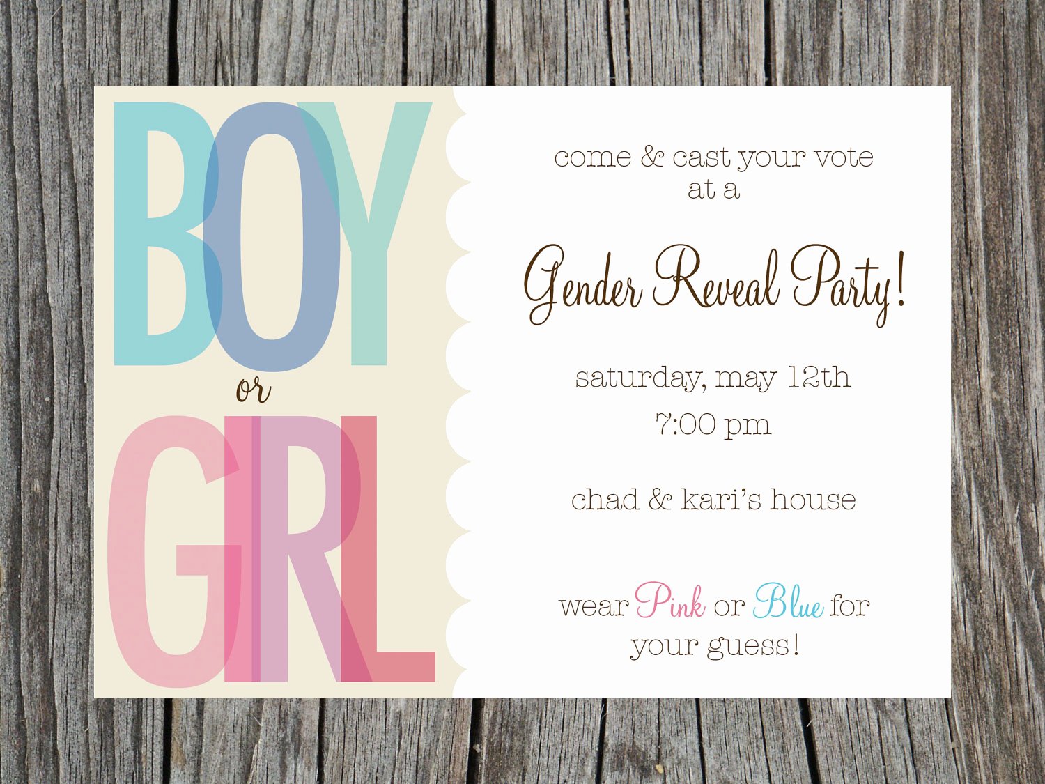 Gender Reveal Party Invites Template