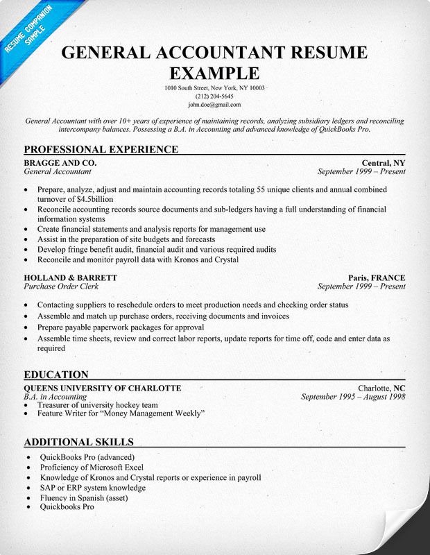 General Accountant Resume Sample