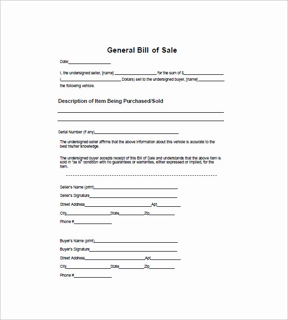 General Bill Of Sale – 14 Free Word Excel Pdf format