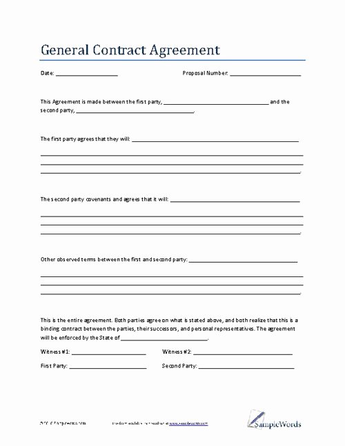 General Contract Agreement Template Business Contract