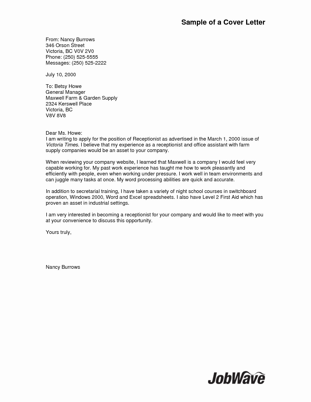 General Cover Letter Examples