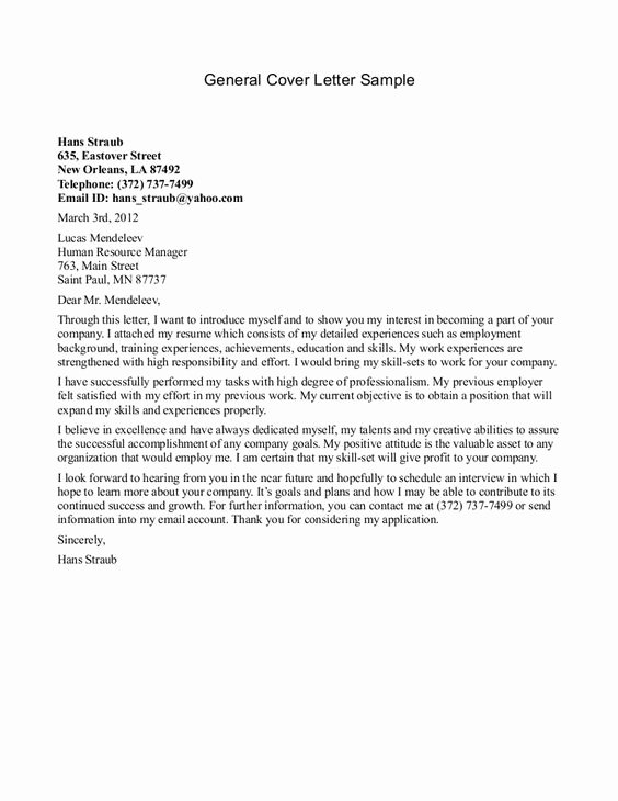 General Cover Letter Sample Your Choice whether to Go Into