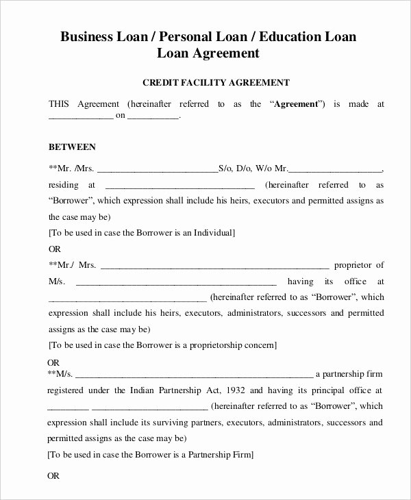 General Loan Agreement Template for Personal Business