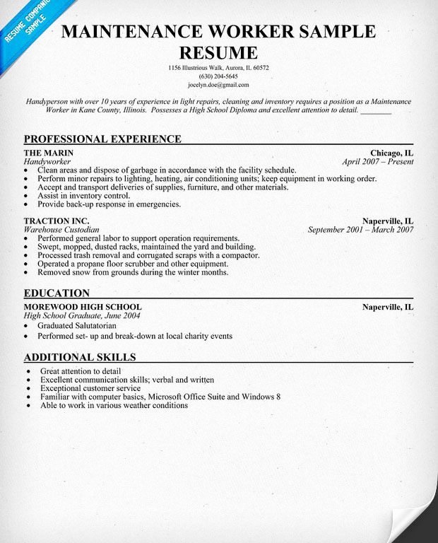 general maintenance worker resume