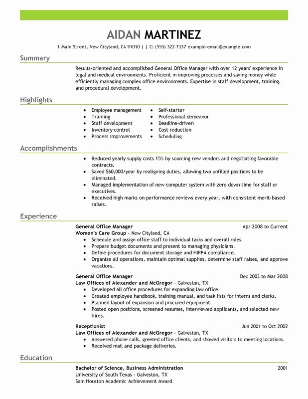 general manager resume sample