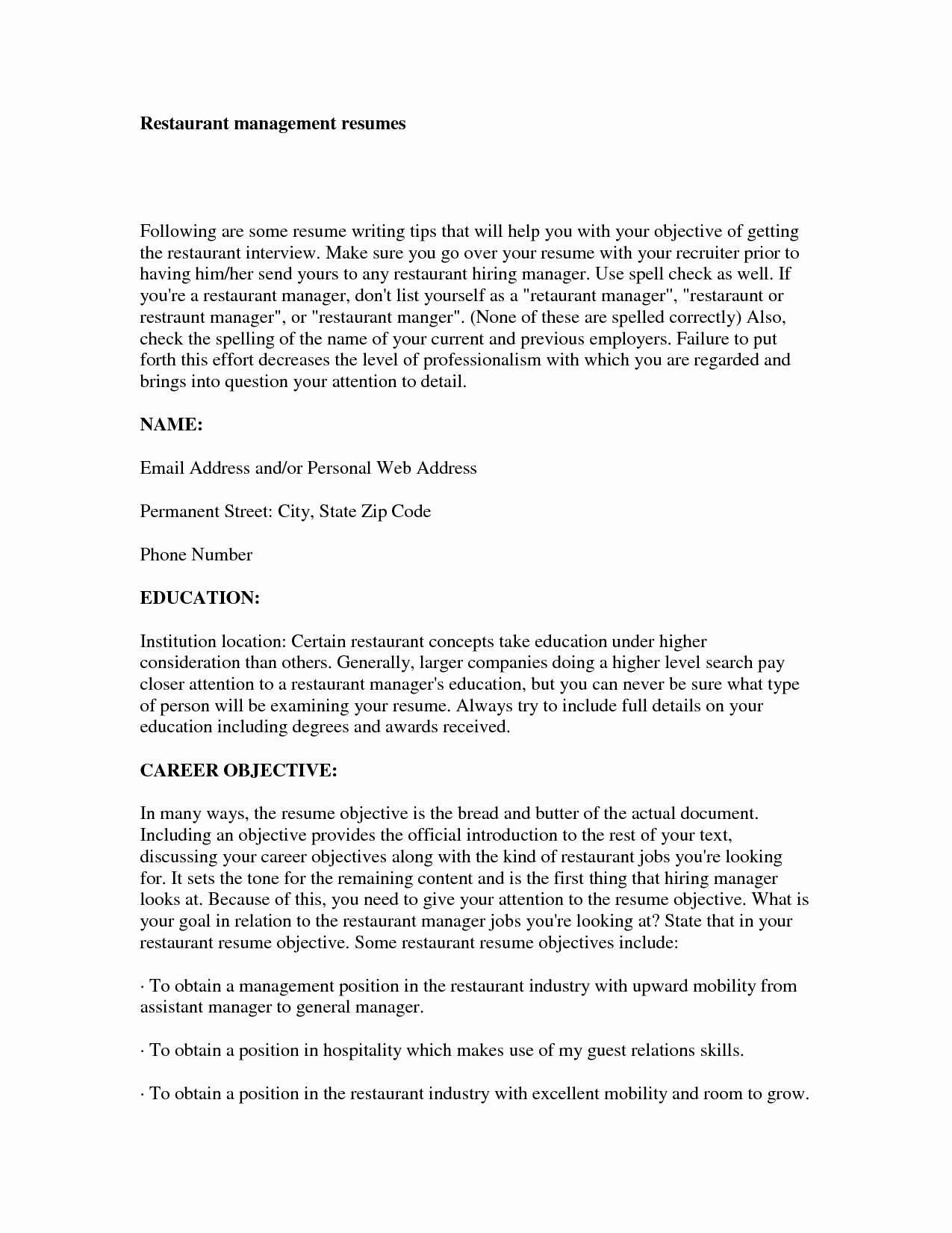 General Resume Objective Best Template Collection