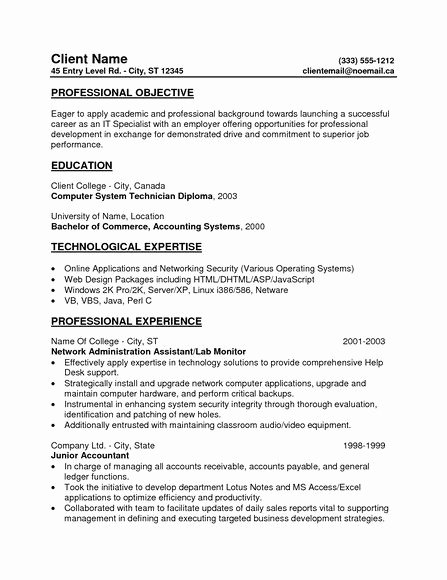General Resume Objective for Entry Level