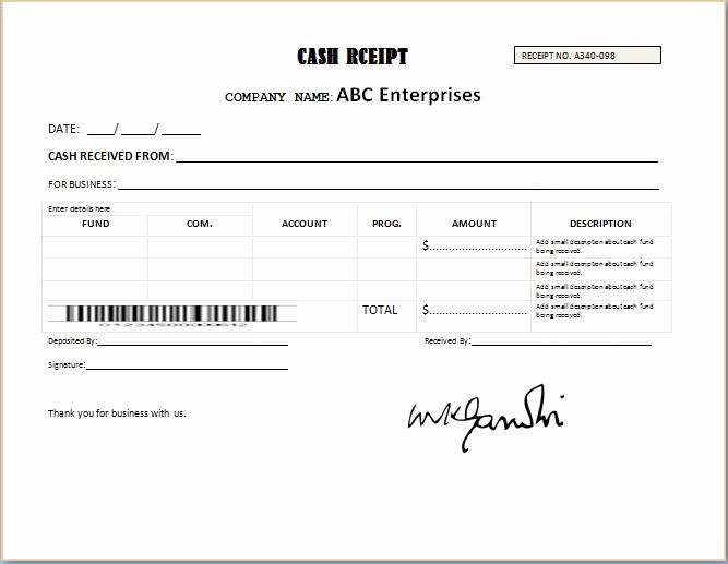 Generic Blank Receipt Template