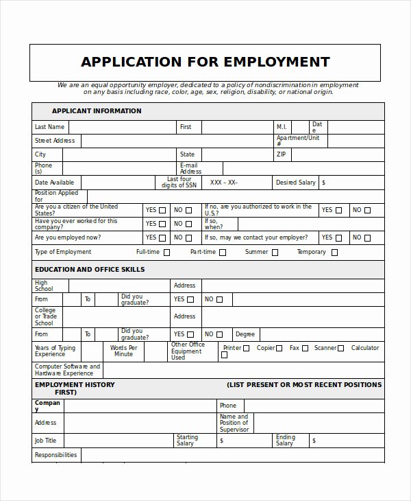 Generic Employment Application