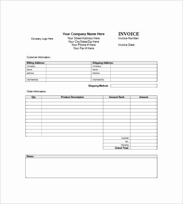 Generic Invoice Template – 8 Free Sample Example format