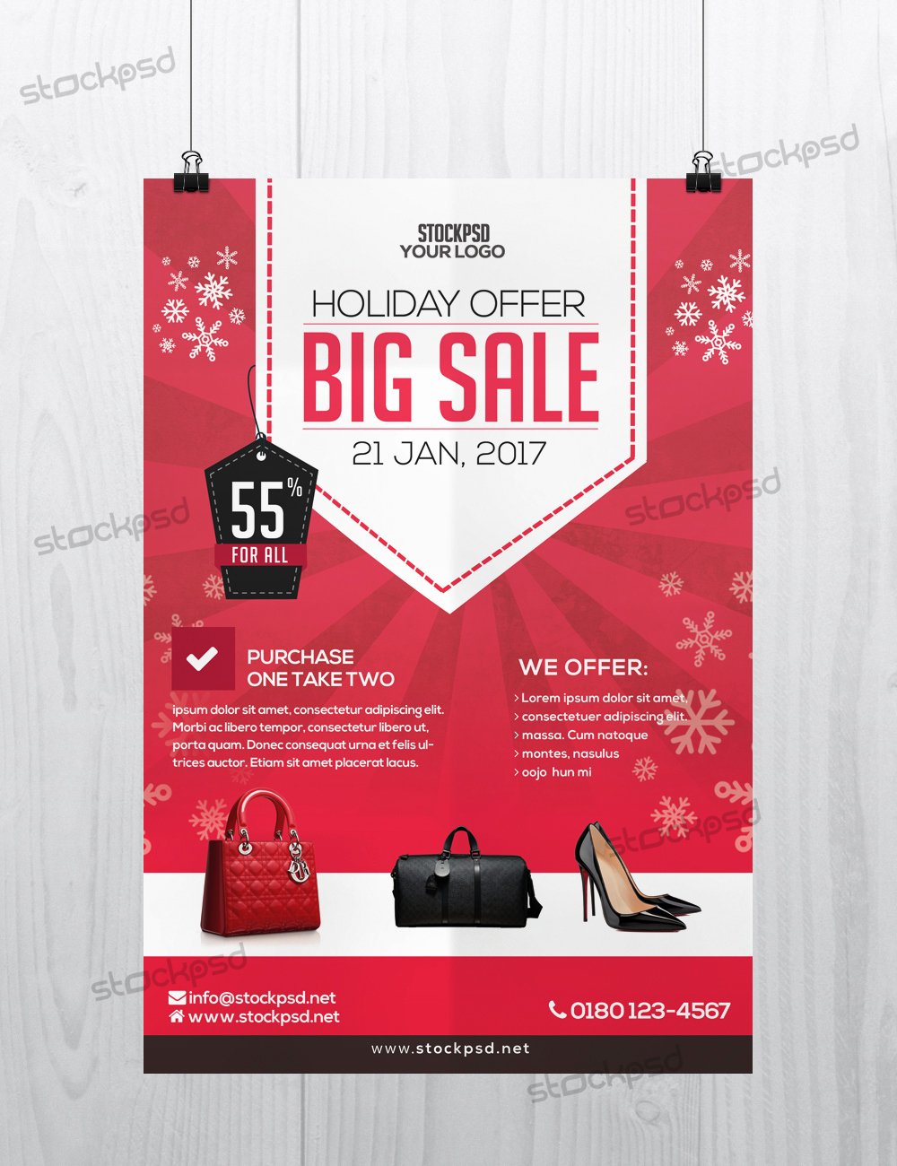Get Free Holiday 2017 Big Sale Shop Flyer Template