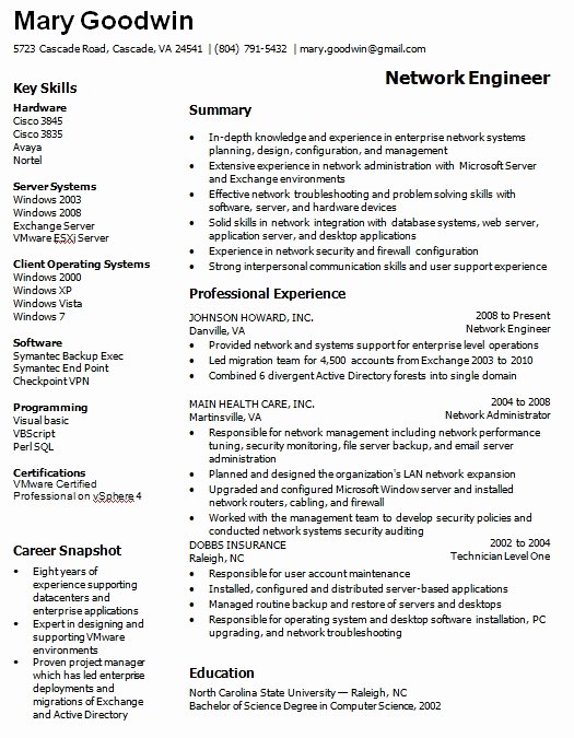 Get the Work with This Network Administrator Resume Sample