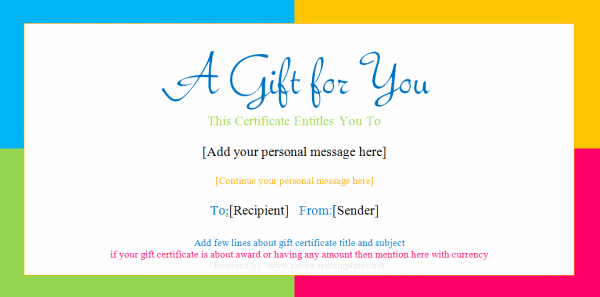 Gift Certificate Templates February 2014