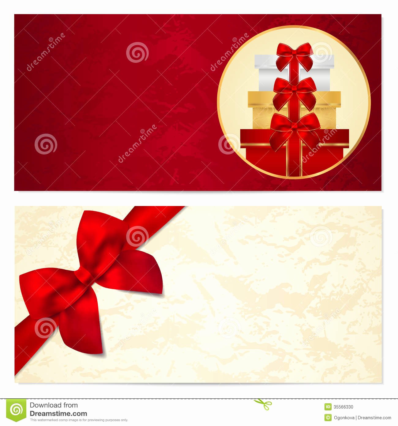 Gift Certificate Voucher Coupon Template Bow Stock