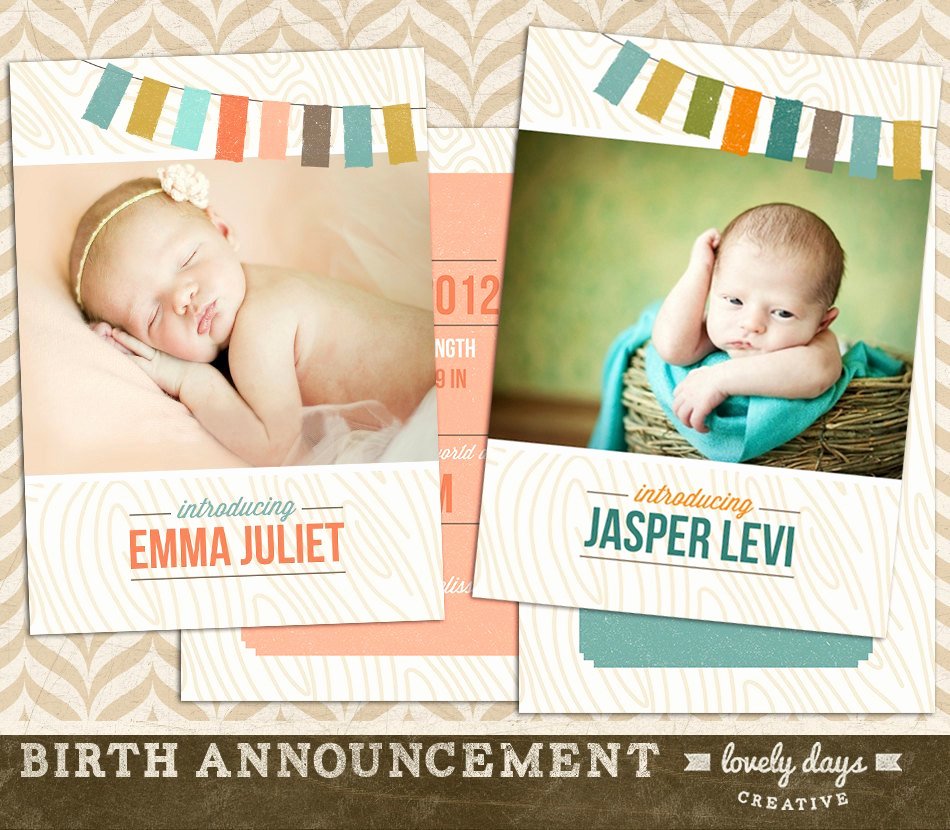 Girl and Boy Birth Announcements Template for Graphers