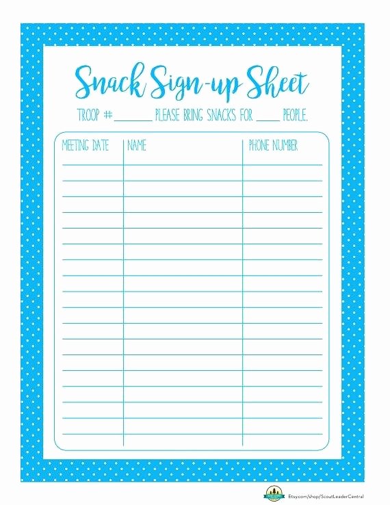 Girl Scout Snack Sign Up Sheet Template – Freewarearenafo
