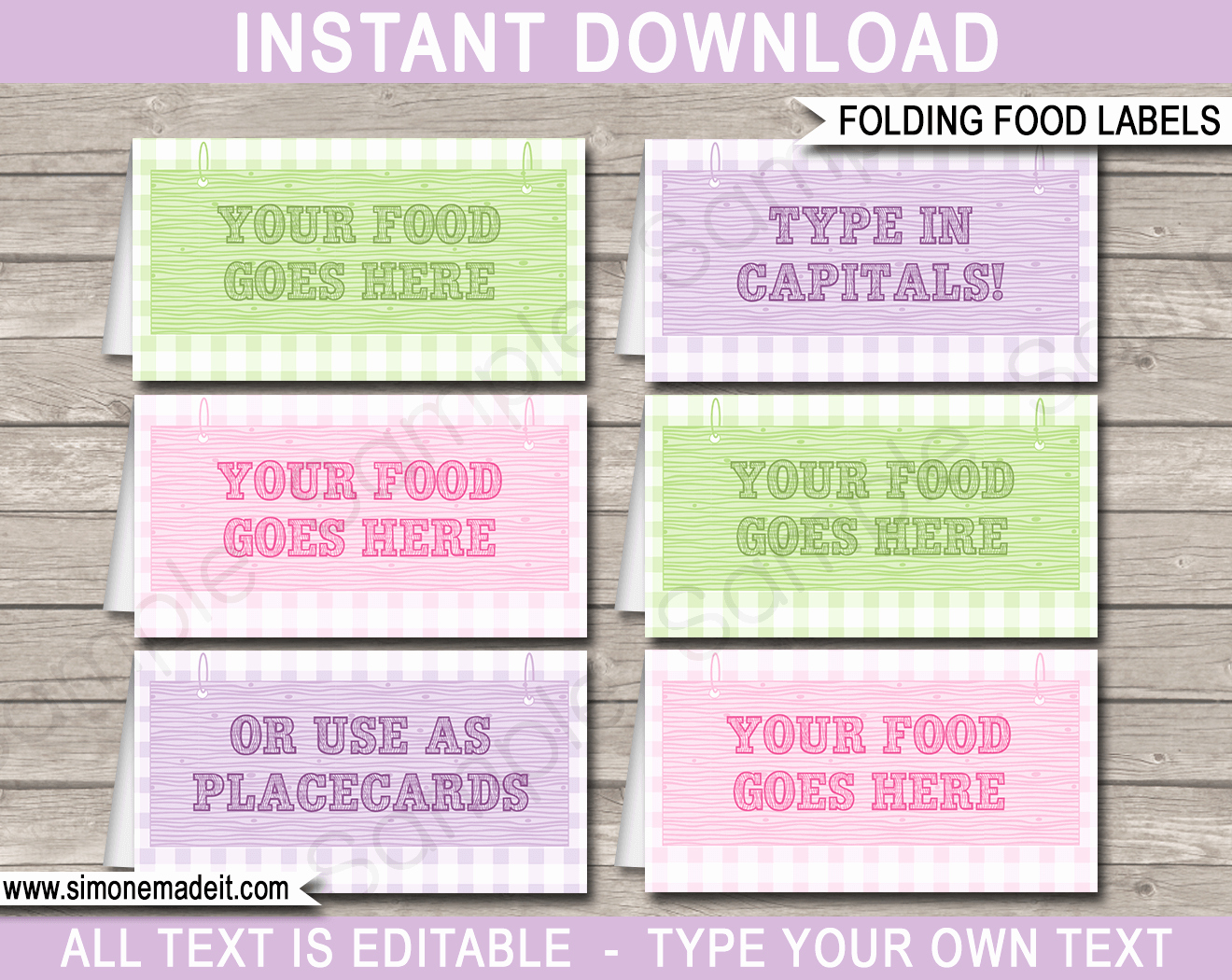 Glamping Party Food Labels Place Cards