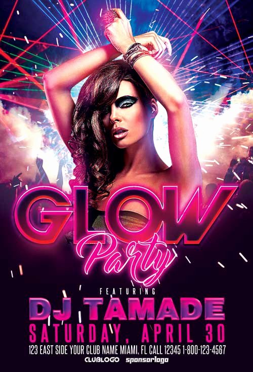 Glow Party and Club Flyer Template