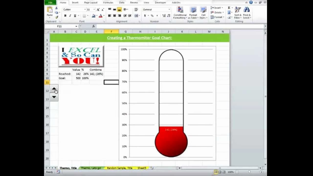Goal thermometer Template Excel