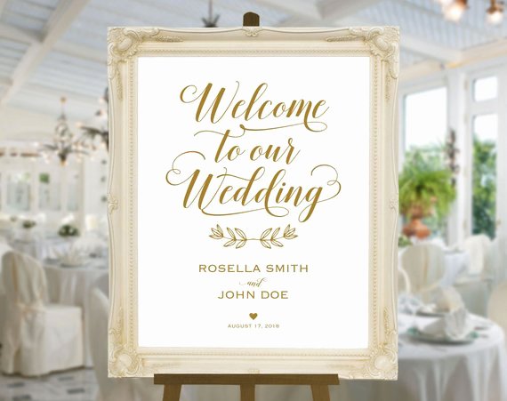 gold wedding wel e sign template