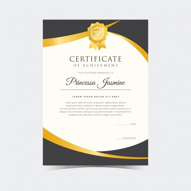 Golden Certificate Template Vector