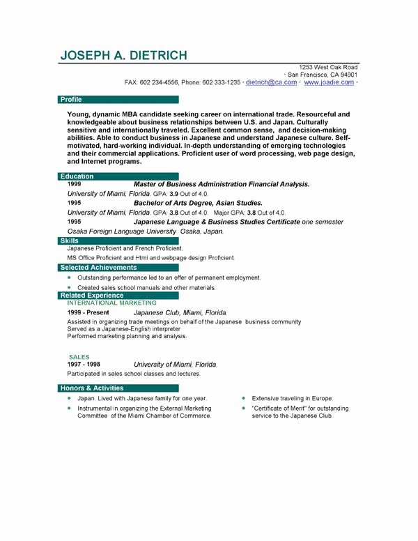 Good Resume Examples for First Job First Job Resume