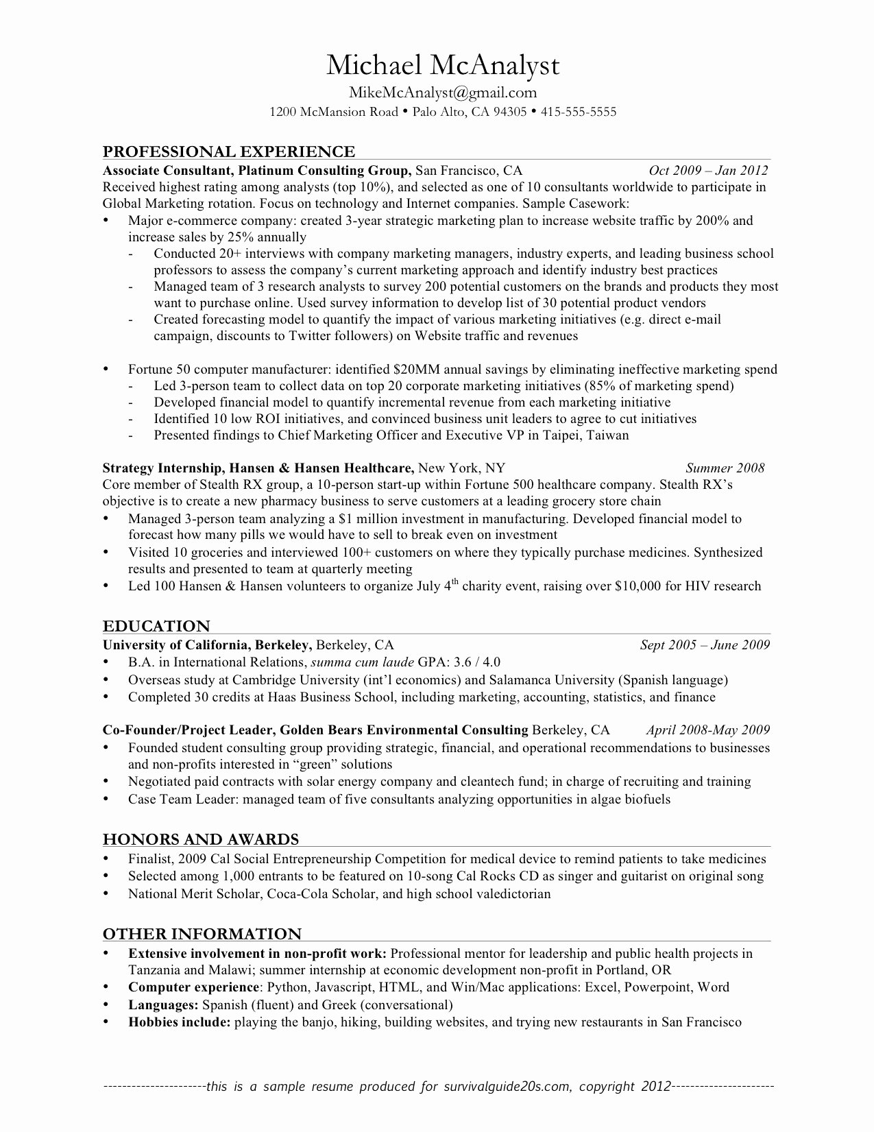 Good Resume Examples Professional Experience