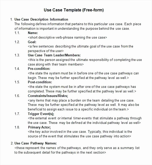 Good Use Case Template Brief Example Western Pre Med