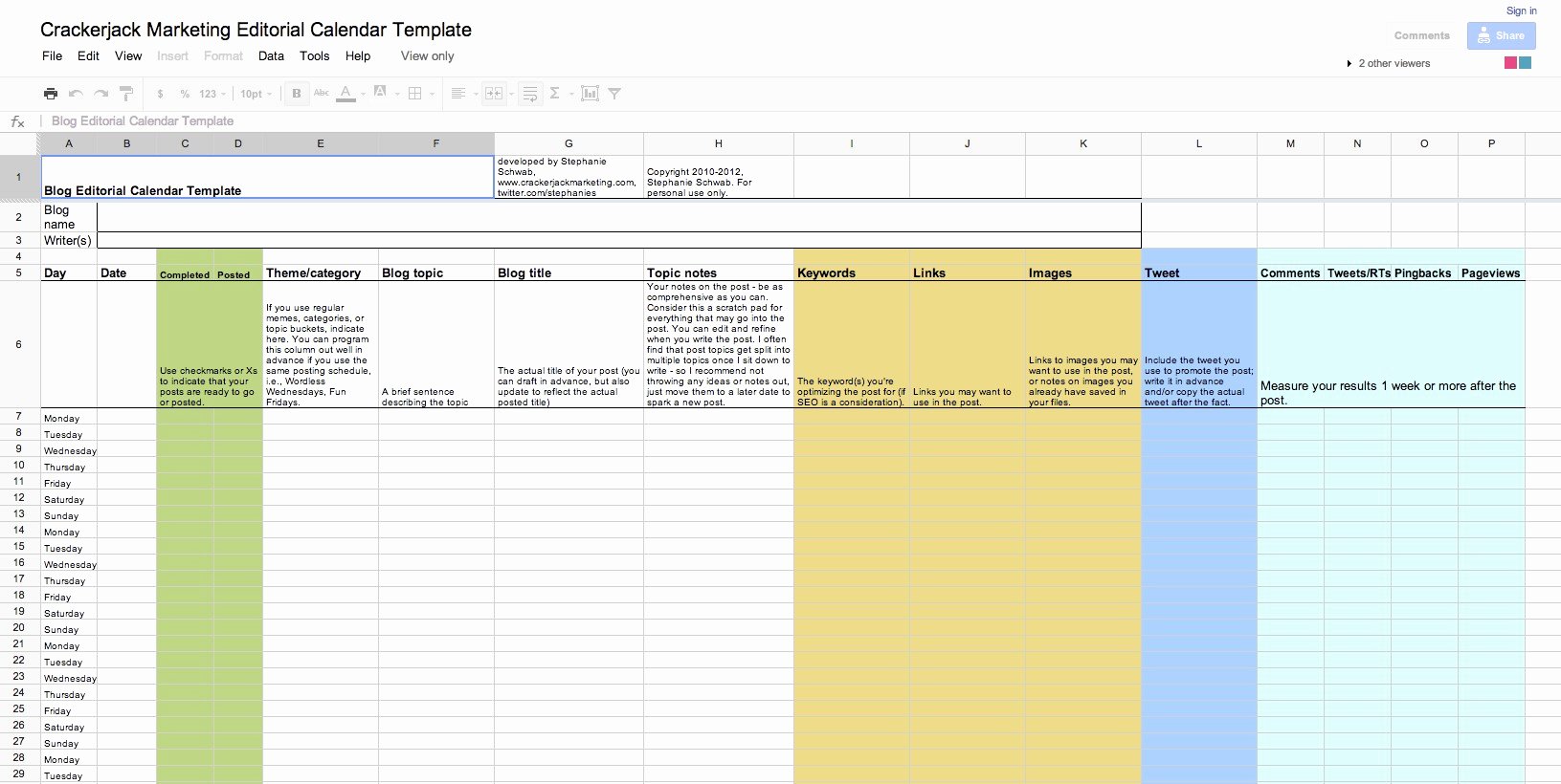 google docs calendar spreadsheet template