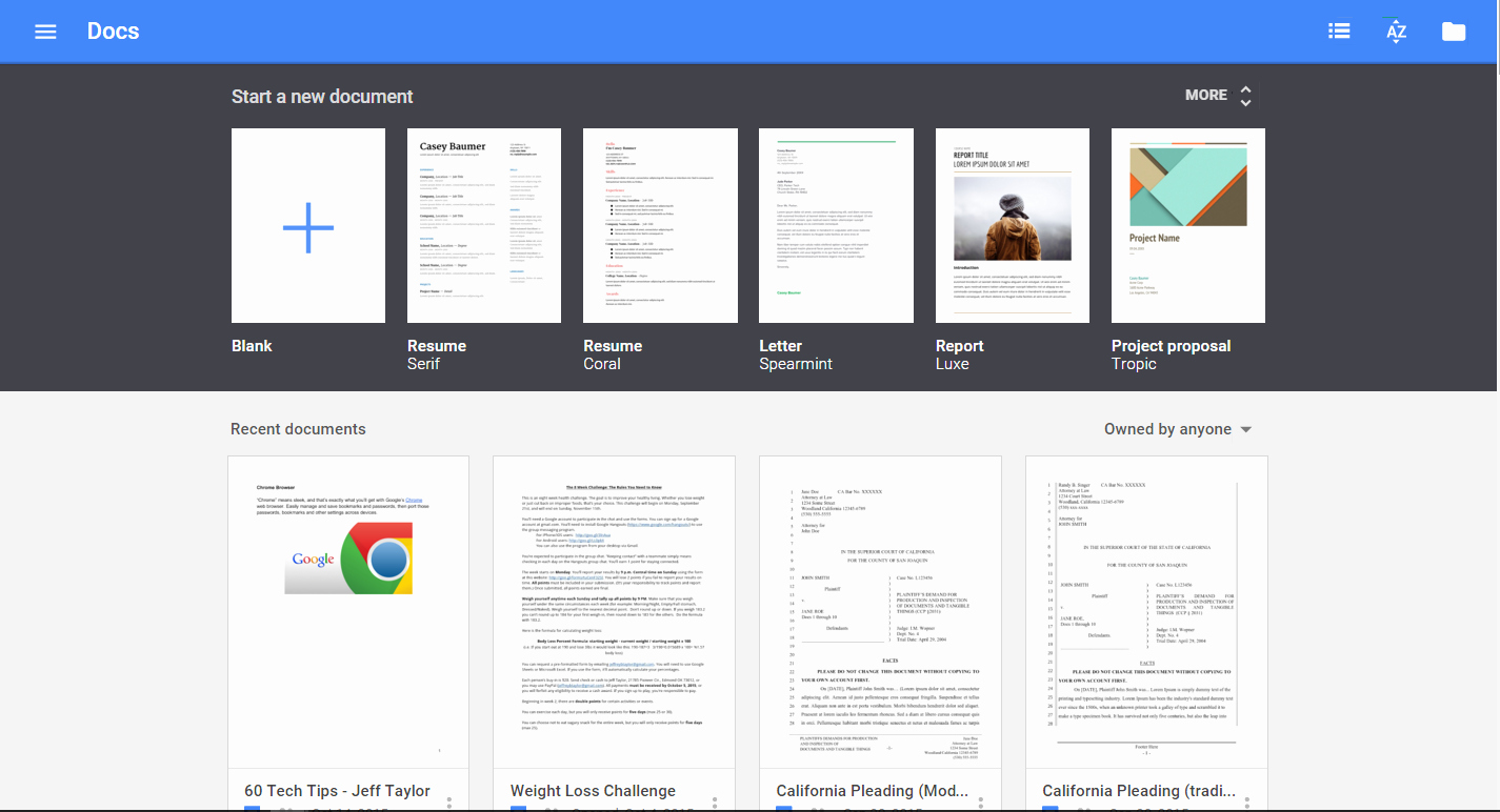 Google Docs Template Gallery