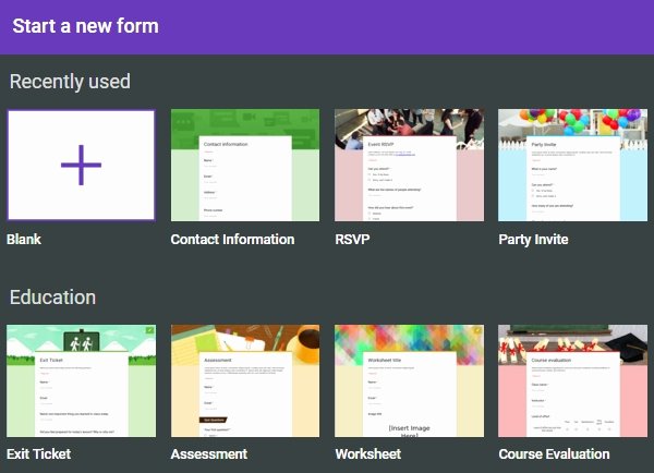 Google forms Templates