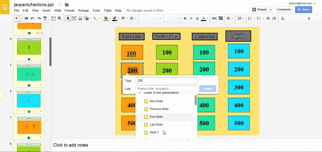 Google Slides Jeopardy Template