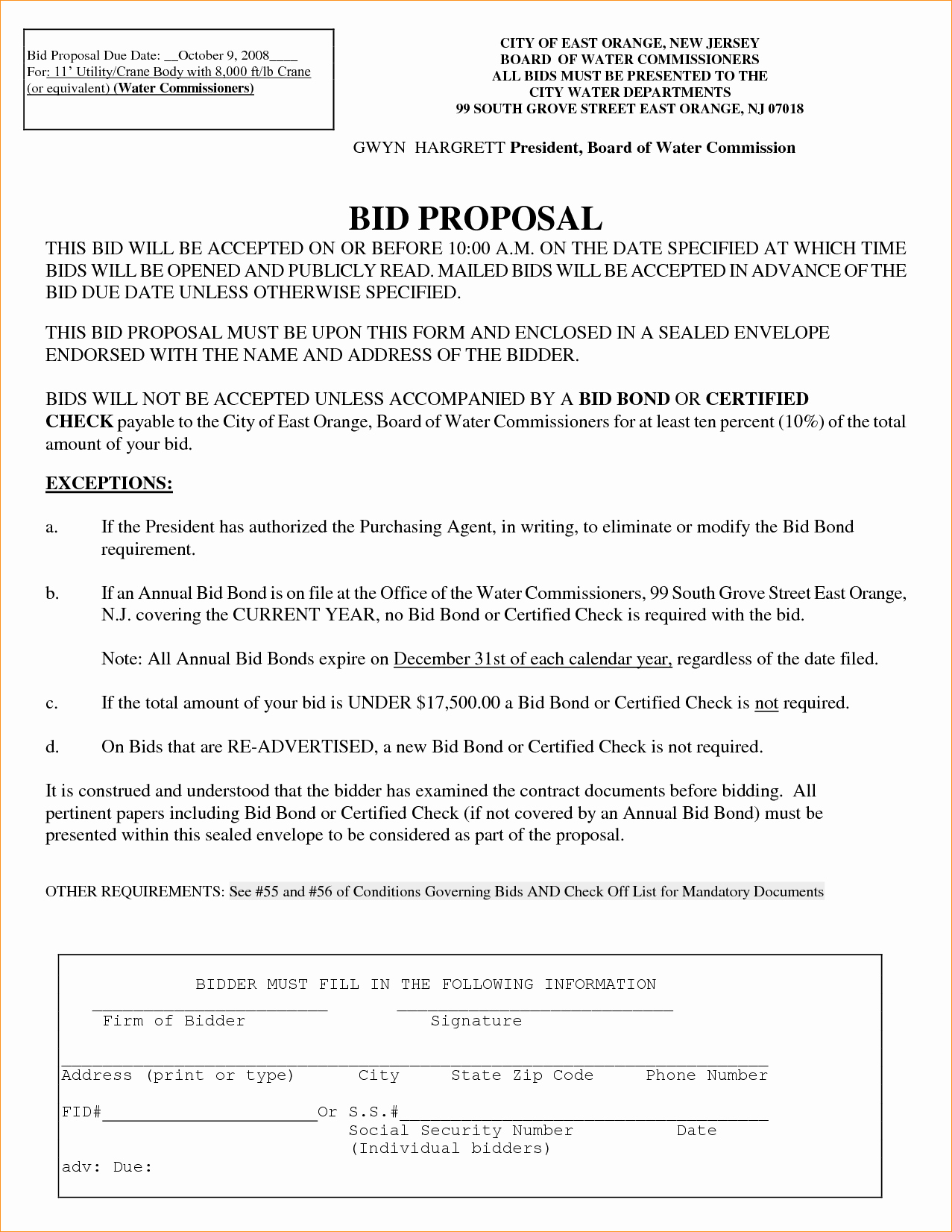 Government Bid Proposal Template