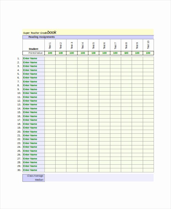 Grade Book Template 7 Free Excel Pdf Documents