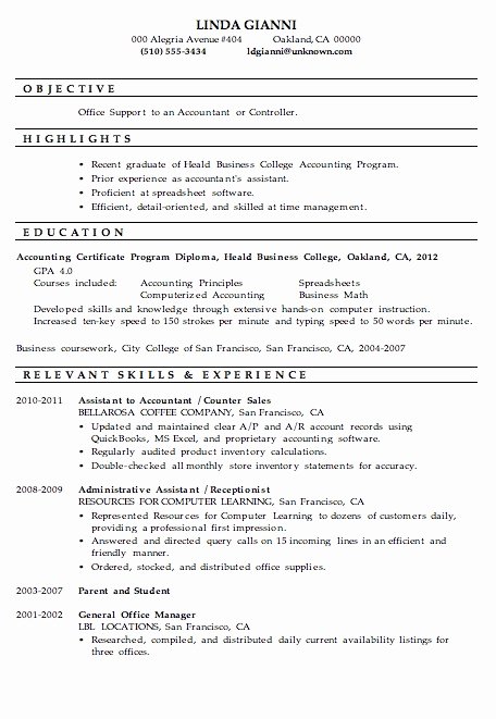 Graduate Accountant Resume Best Resume Collection