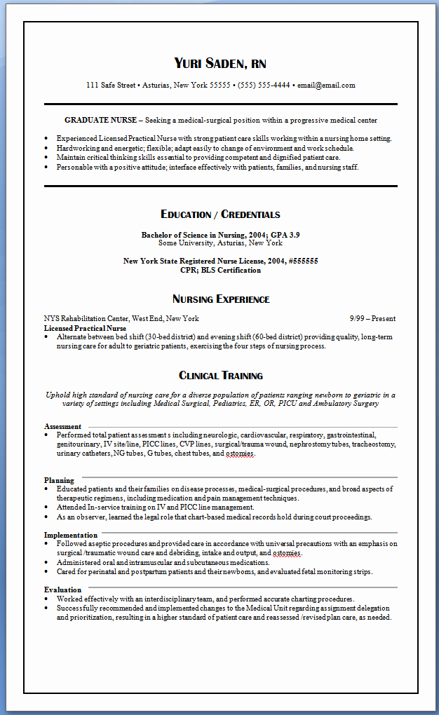 Graduate Nurse Resume Example Letter Example Template