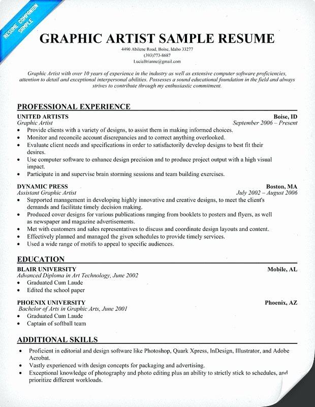 Graphic Arts Resume Examples