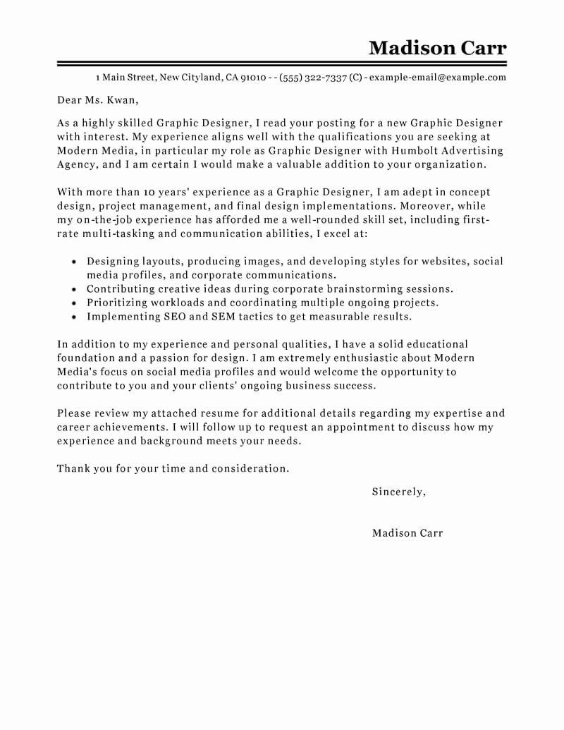 Graphic Designer Cover Letter