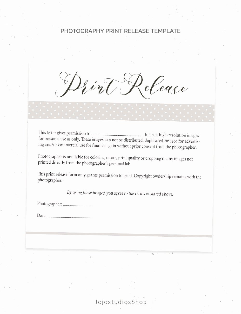 Graphy Print Release form Template Graphy Template